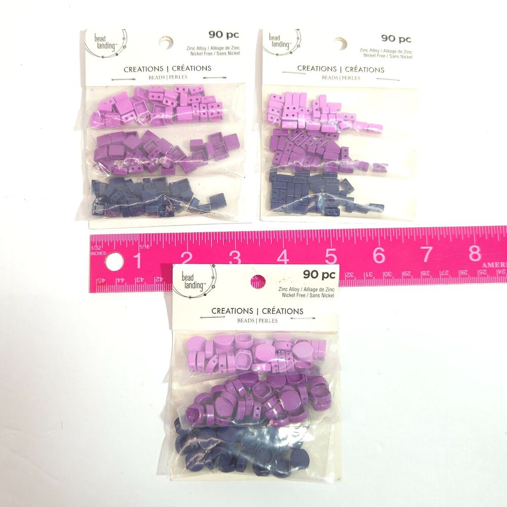 Bead Landing Creations 90 pc Zinc Alloy Beads Lot 3 Packs Purple Blue New